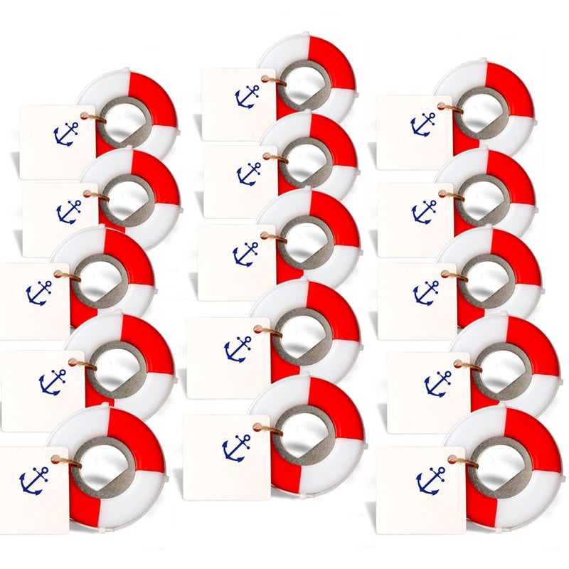 OurWarm PartyTalk 50pcs Nautical Wedding Favors Lifesaver Bottle Opener with Anchor Tags and String Beach Wedding Gifts Nautical Baby Shower Birthday Party Decorations - Image 1